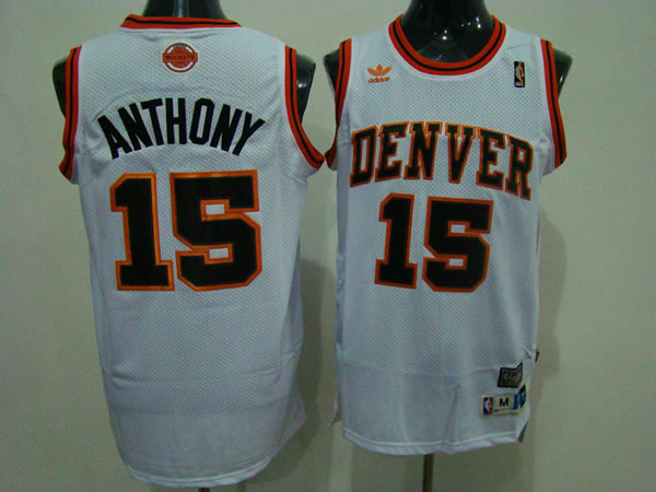  NBA Denver Nuggets 15 Camerlo Anthony Swingman Throwback White Jersey